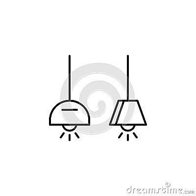 chandelier, furniture, household line illustration icon on white background Cartoon Illustration