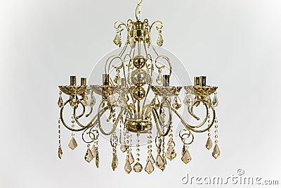 Golden Chandelier Gold Crystal Stock Photo