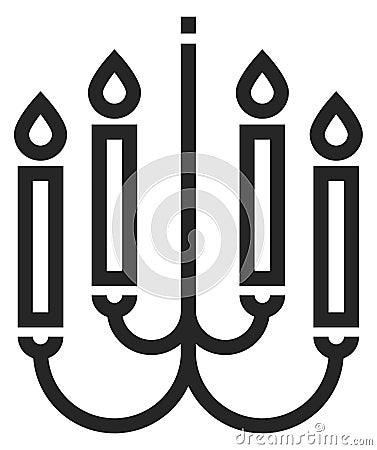 Chandelier icon. Candlestick vintage light line symbol Vector Illustration