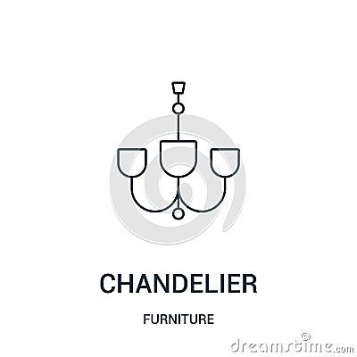 chandelier icon vector from furniture collection. Thin line chandelier outline icon vector illustration. Linear symbol for use on Vector Illustration