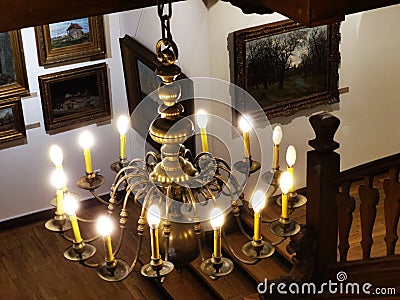 Chandelier inside at Zambaccian Museum, Bucharest, Romania Editorial Stock Photo