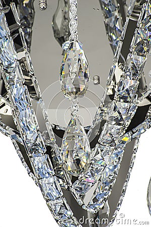 Chandelier light in interior, Chrystal chandelier close-up.crystal part from chandelier,chandelier, lighting, equipment, luxury, Stock Photo
