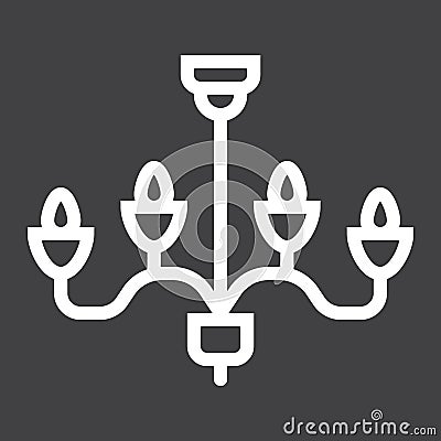 Chandelier line icon, Furniture and interior Vector Illustration