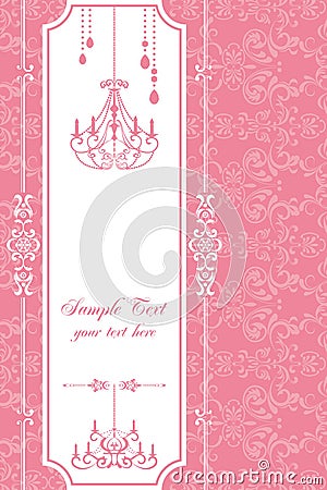 Chandelier pink frame Vector Illustration