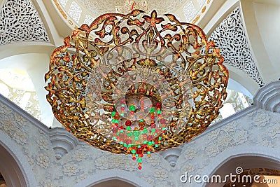 Chandelier in Sheikh Zayed Grand Mosque Editorial Stock Photo