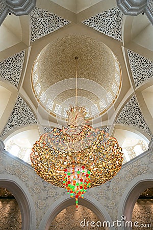 Chandelier in Sheikh Zayed Grand Mosque in Abu Dhabi, UAE Editorial Stock Photo