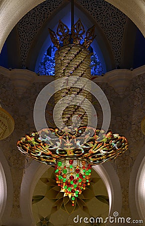 Chandelier in Sheikh Zayed Grand Mosque, Abu Dhabi, UAE Editorial Stock Photo