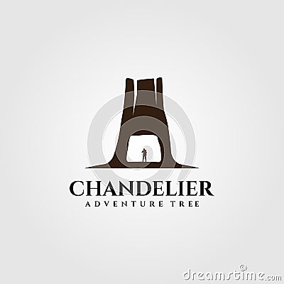 Chandelier tree tunnel on redwood national park logo vector illustration design Vector Illustration