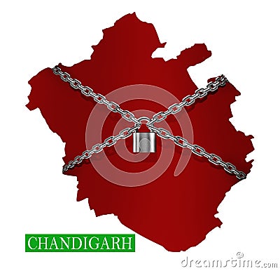 Chandigarh Shutdown Chain and padlock Lock Down. 3D rendering Stock Photo