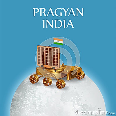 Chandrayaan 3 rocket mission launched by India for lunar exploration missionwith lander Vikram and rover Pragyan Vector Illustration