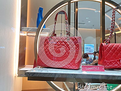 Chanel bags at window display Editorial Stock Photo