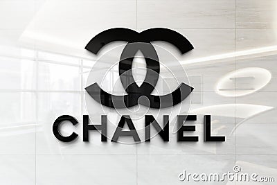 Chanel on glossy office wall realistic texture Editorial Stock Photo