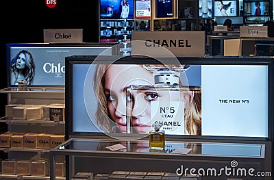 Chanel No. 5 Perfume Display Editorial Stock Photo