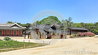 Changdeokgung palace Prospering Virtue Palace one of the Five Grand Palaces of the Joseon Dynasty. Seoul, Stock Photo