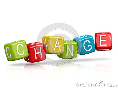 Change color cube block on white Stock Photo