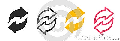 Change exchange icon vector pictogram, replace swap rotate button line outline art stroke symbol graphic, switch refresh Vector Illustration