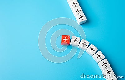 Change flight route. Technical issues, or unforeseen operational challenges Stock Photo