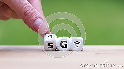 the change from 4G to 5G Stock Photo