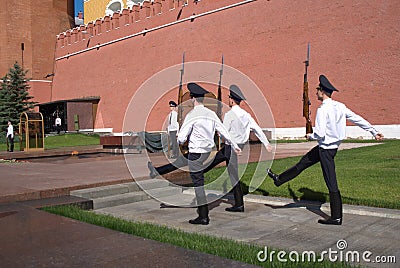 Change of guard of honor near Eternal Flame Editorial Stock Photo