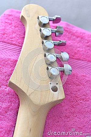 Change headstock electric guitar stratocaster Stock Photo