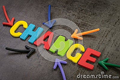 Change management, business transformation or move before disruption concept, multi color magnet arrows pointing to the word Stock Photo