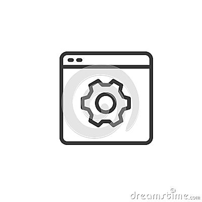 Change site settings, icon in line design. Change, settings, site, configuration, update, website, adjust on white Vector Illustration