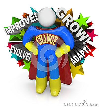 Change Superhero Helps You Adapt and Succeed in Life Stock Photo