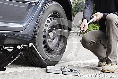 Change tire Stock Photo