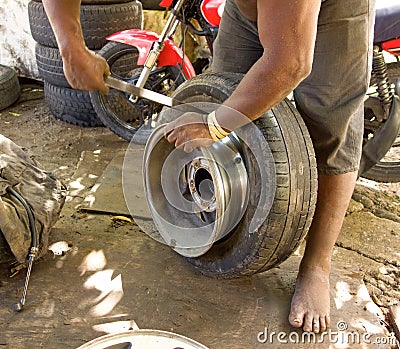 A change of tires in the caribbean Editorial Stock Photo