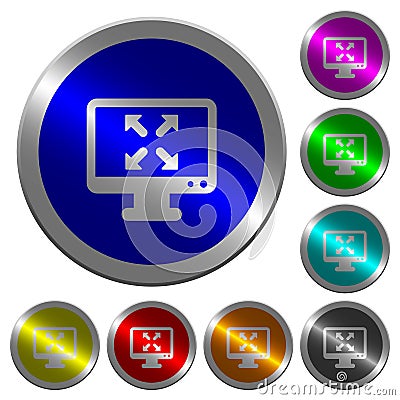 Change to fullscreen view luminous coin-like round color buttons Stock Photo