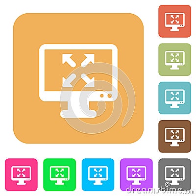 Change to fullscreen view rounded square flat icons Stock Photo