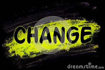 Change word with glow powder Stock Photo