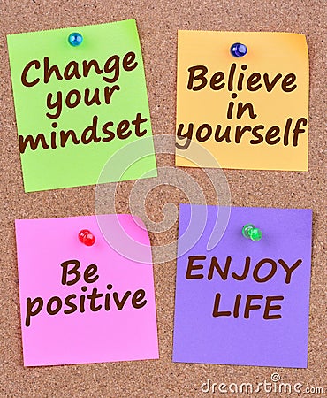 Change your mindset words on notes Stock Photo