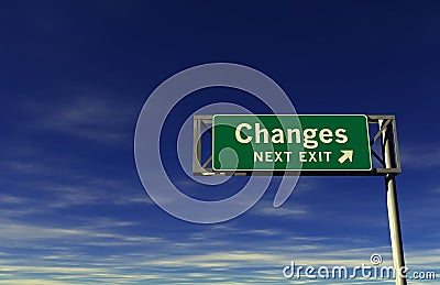 Changes Freeway Exit Sign Stock Photo