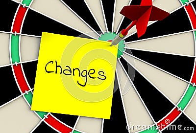 Changes, message on dart board Stock Photo