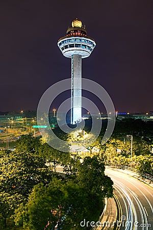 Changi Airport Control Tower Stock Photo