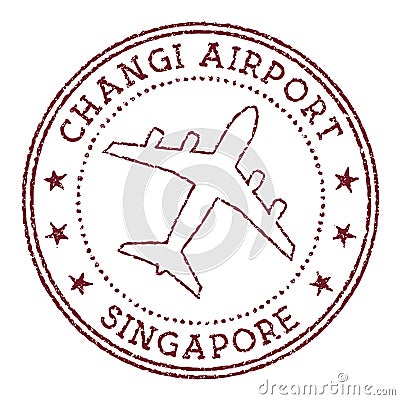 Changi Airport Singapore stamp. Vector Illustration