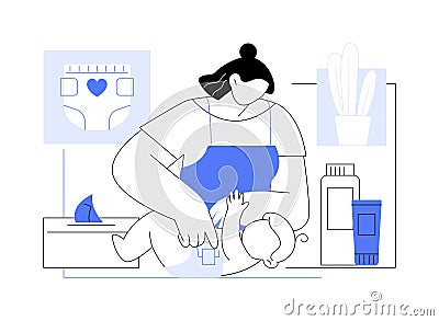 Changing diaper isolated cartoon vector illustrations. Cartoon Illustration