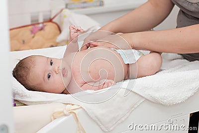 Changing Diaper Stock Photo