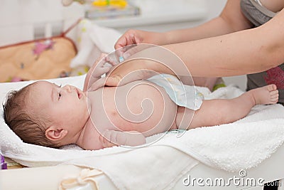 Changing Diaper Stock Photo