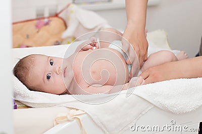 Changing Diaper Stock Photo