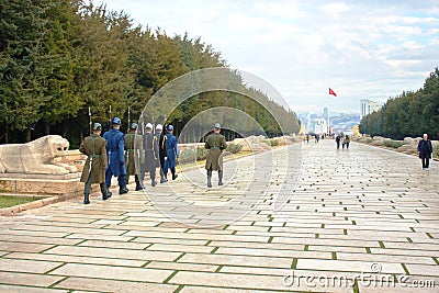 Changing of the Guard in the Ataturk mausoleum Anitkabir. Ankara, Turkey Editorial Stock Photo