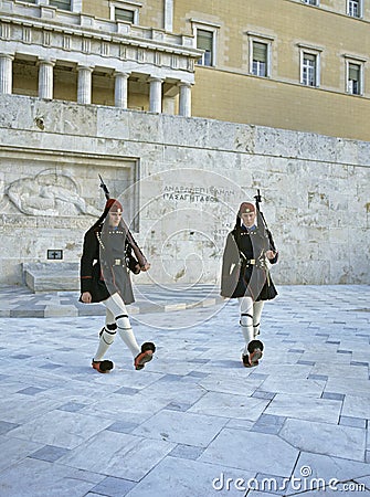 Changing of the Guard, Greek Parliament, Athens in Greece Editorial Stock Photo