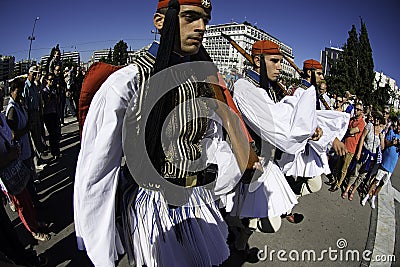 The Changing of the Guard at the Greek Parliament Building Editorial Stock Photo