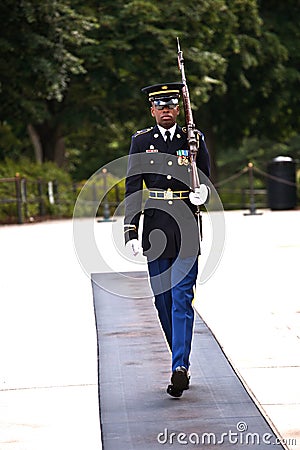 Changing the guards in the afternoon at the tomb of the unknown soldier Editorial Stock Photo