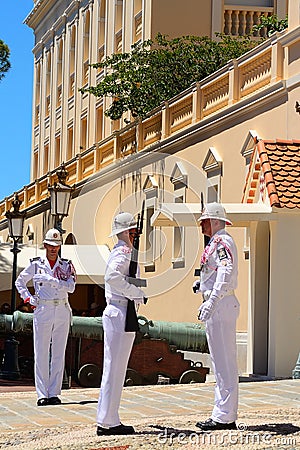 Changing guards at the palace, Monaco-ville, Monaco Editorial Stock Photo