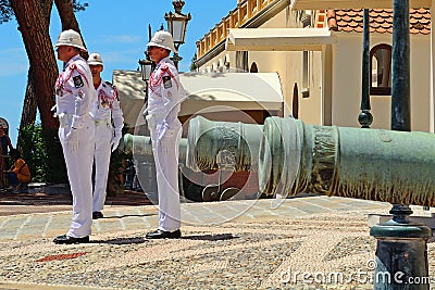 Changing guards at the palace, Monaco-ville, Monaco Editorial Stock Photo