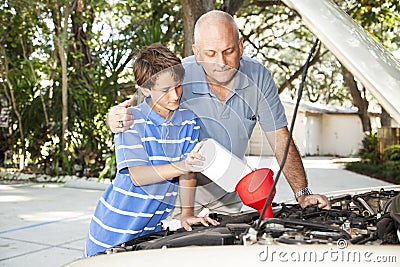 Changing Motor Oil Stock Photo