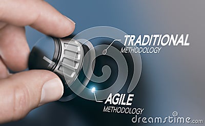 Changing Project Management Methodology From Traditional to Agile PM Stock Photo