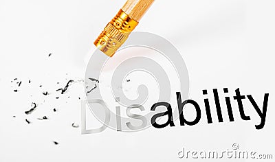 Changing the word disability to ability. Stock Photo